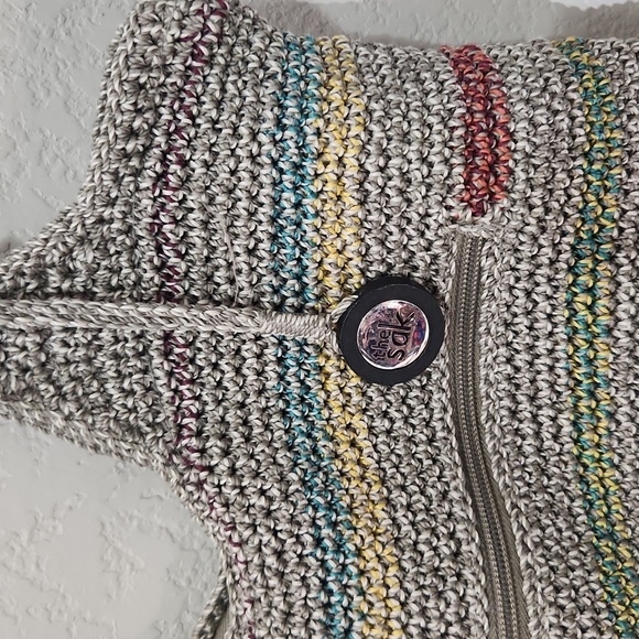 The Sak womens shoulder bag crochet neutral gray stripes - Picture 4 of 17